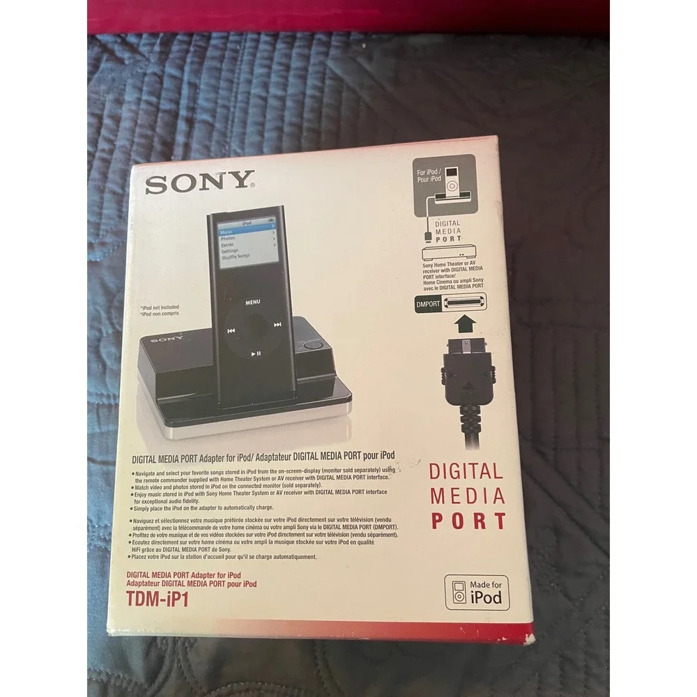 Sony TDM-iP1 Digital Media Port Adapter for iPod Docking Station Black NIB